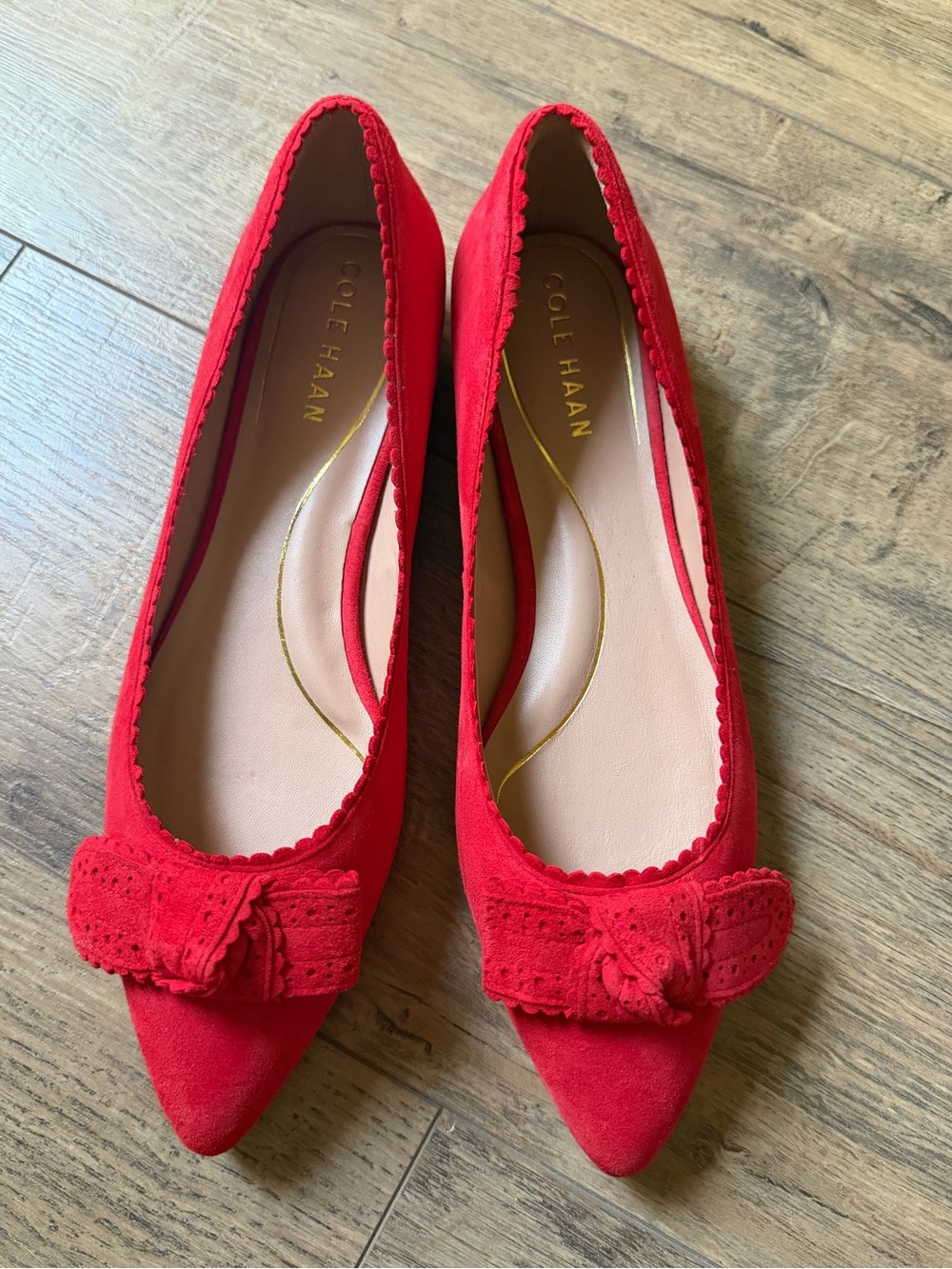 Cole Haan Bellport Bow Skimmer Flats Red Size 7.5M